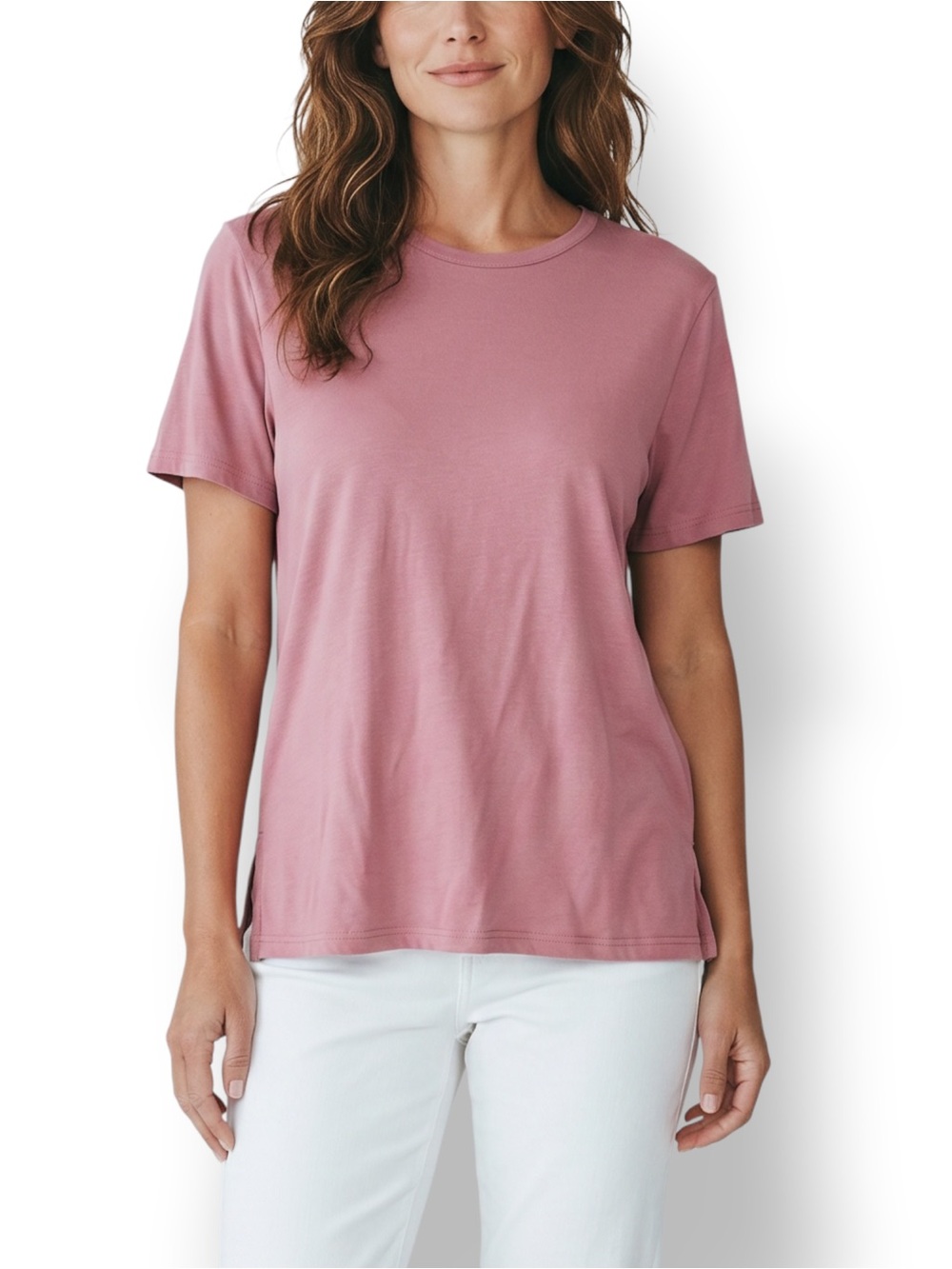 4/$20 Francois Pink Short Sleeve Knit Tee Top Side Slit Women’s Estimated Medium